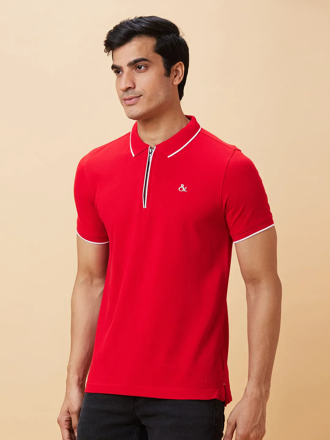 Red Regular Fit Men's Polo T-Shirt by Being Human Clothing - Image 3