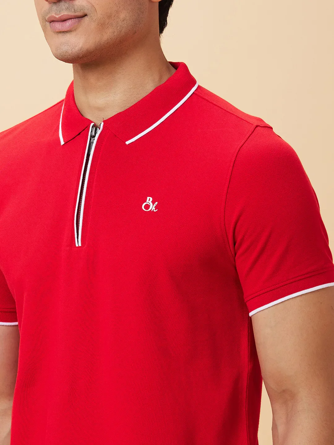 Red Regular Fit Men's Polo T-Shirt by Being Human Clothing - Image 4