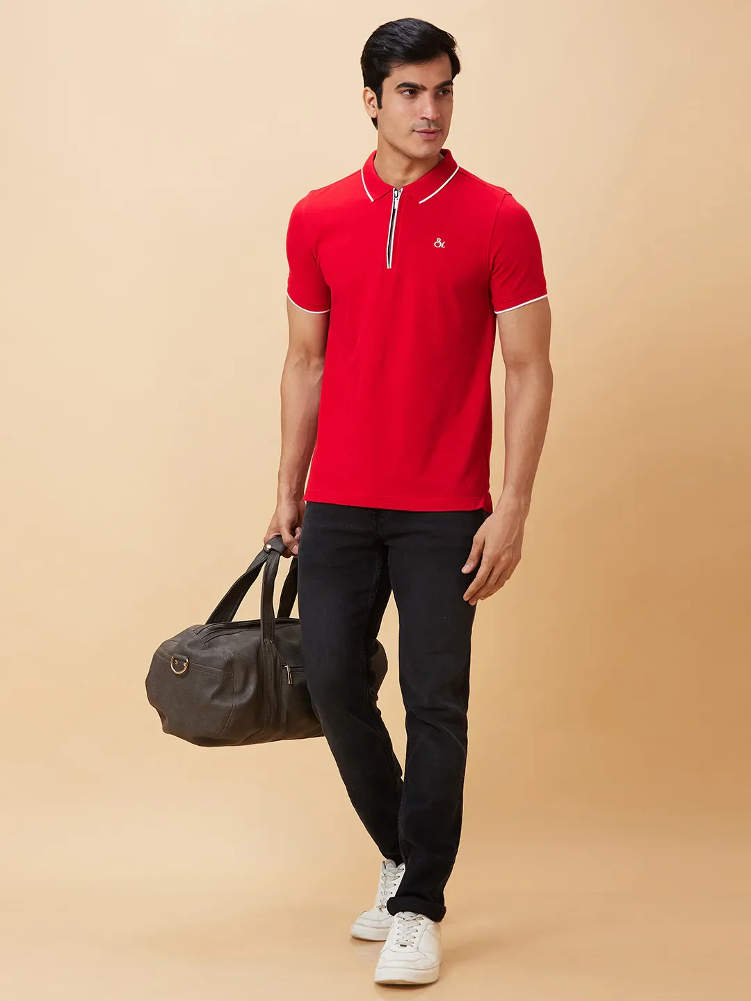 Red Regular Fit Men's Polo T-Shirt by Being Human Clothing - Image 5