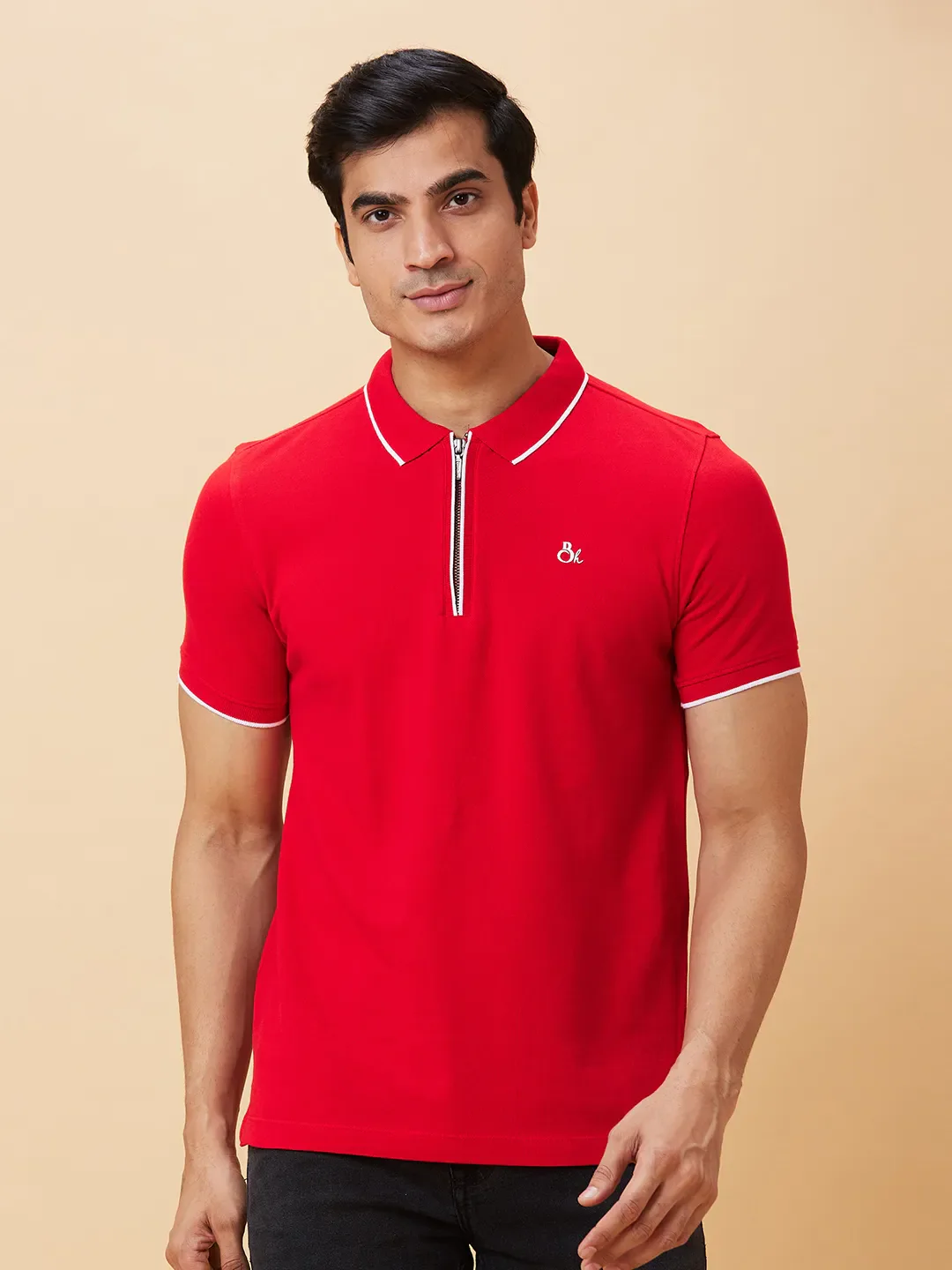 Red Regular Fit Men's Polo T-Shirt by Being Human Clothing - Image 6