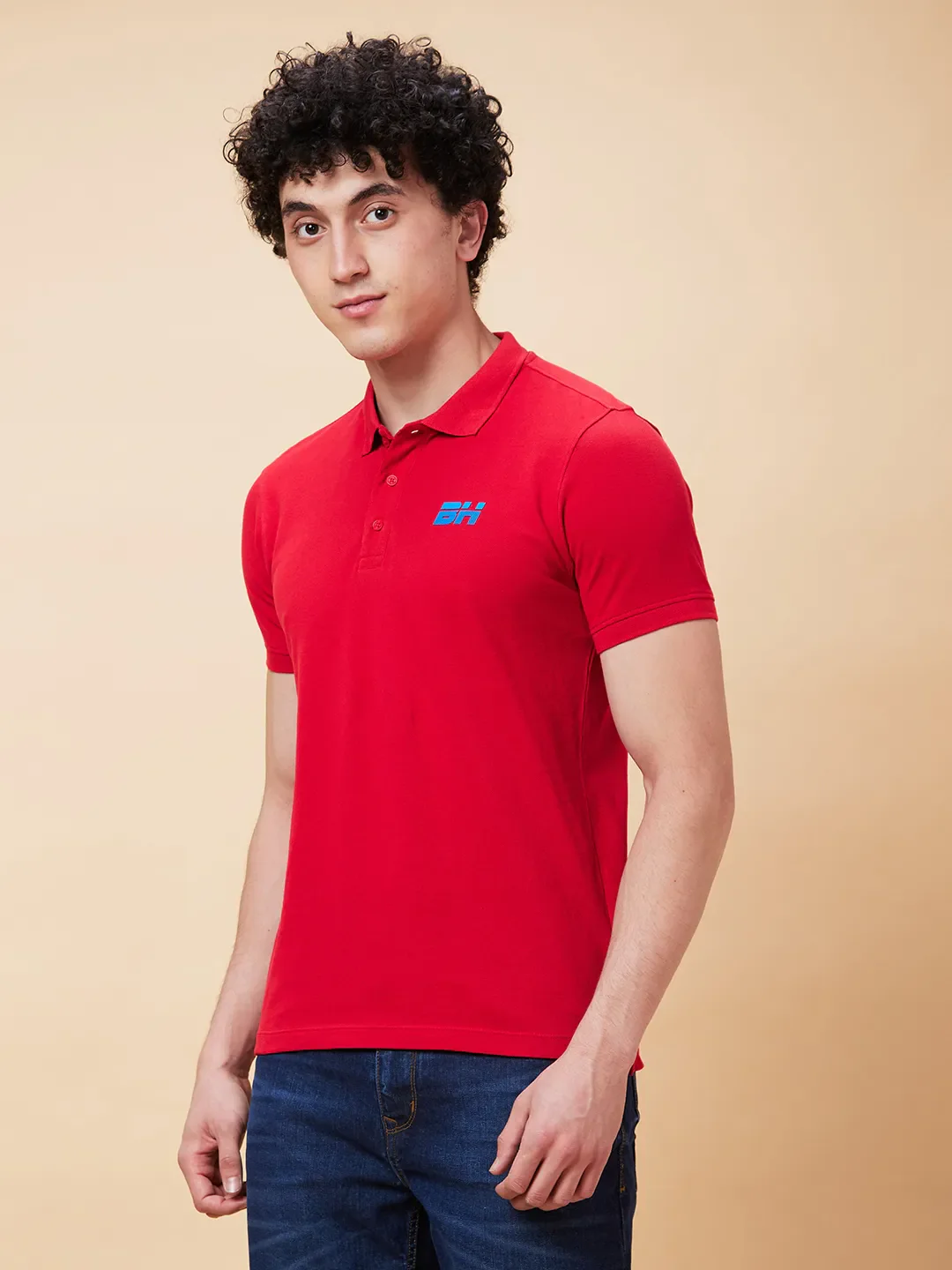 Red Regular Fit Men's Polo T-Shirt by Being Human Clothing - Image 3