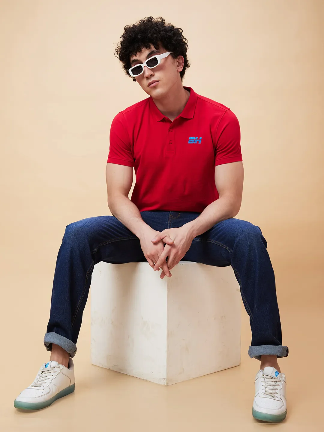 Red Regular Fit Men's Polo T-Shirt by Being Human Clothing - Image 6