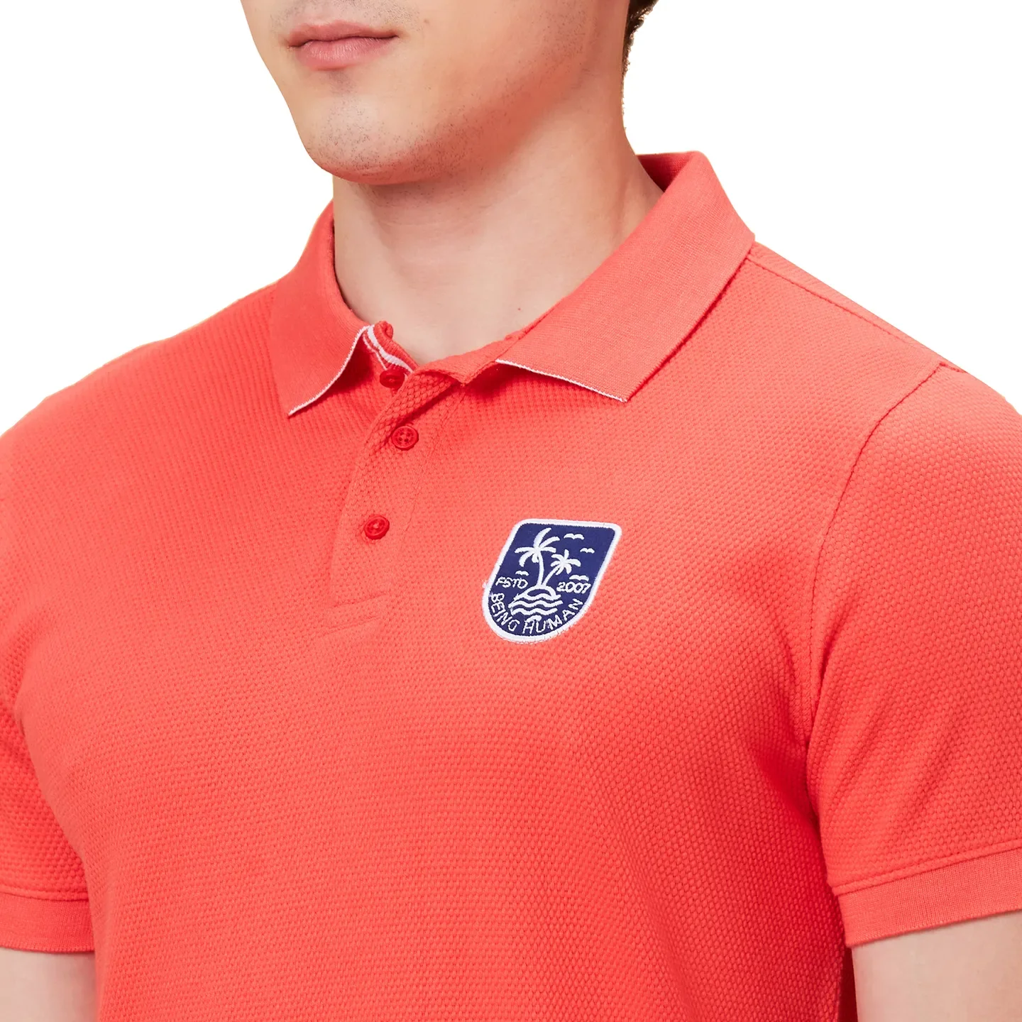 Red Regular Fit Men's Polo T-Shirt by Being Human Clothing - Image 2