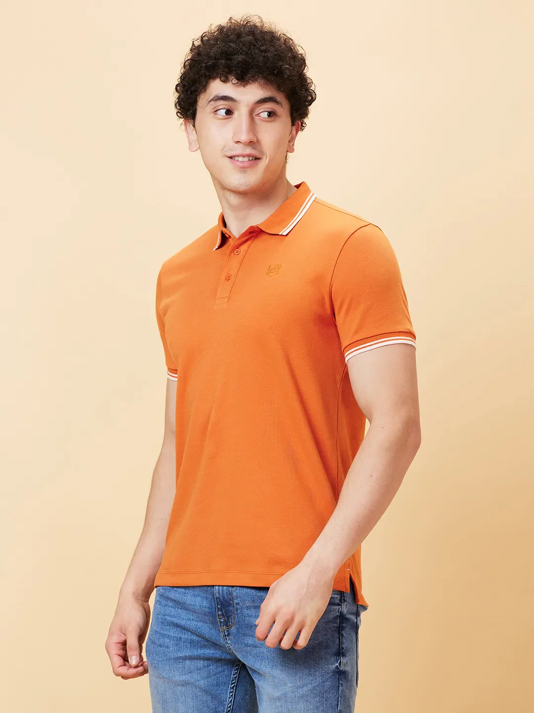 Brown Regular Fit Men's Polo T-Shirt by Being Human Clothing - Image 3
