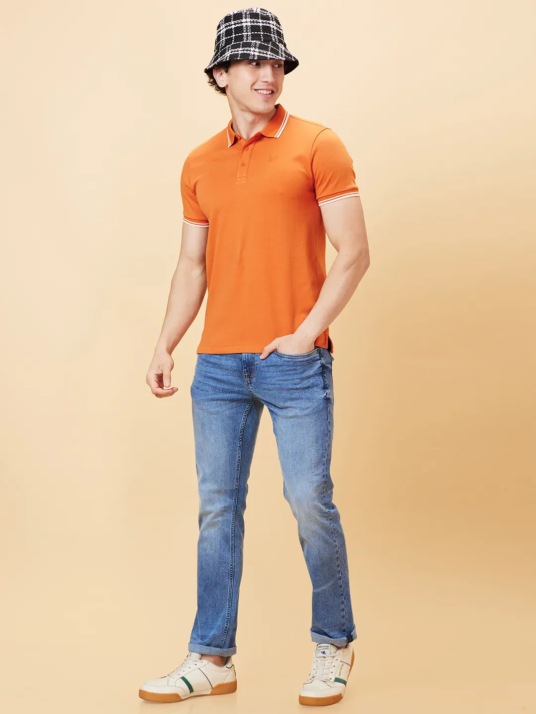 Brown Regular Fit Men's Polo T-Shirt by Being Human Clothing - Image 6