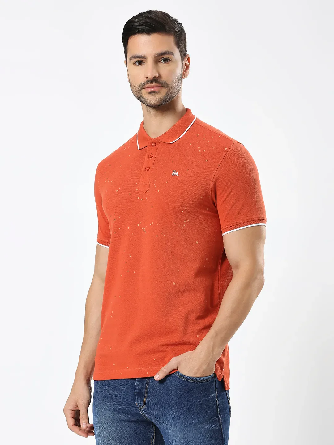Orange Regular Fit Men's Polo T-Shirt by Being Human Clothing - Image 5