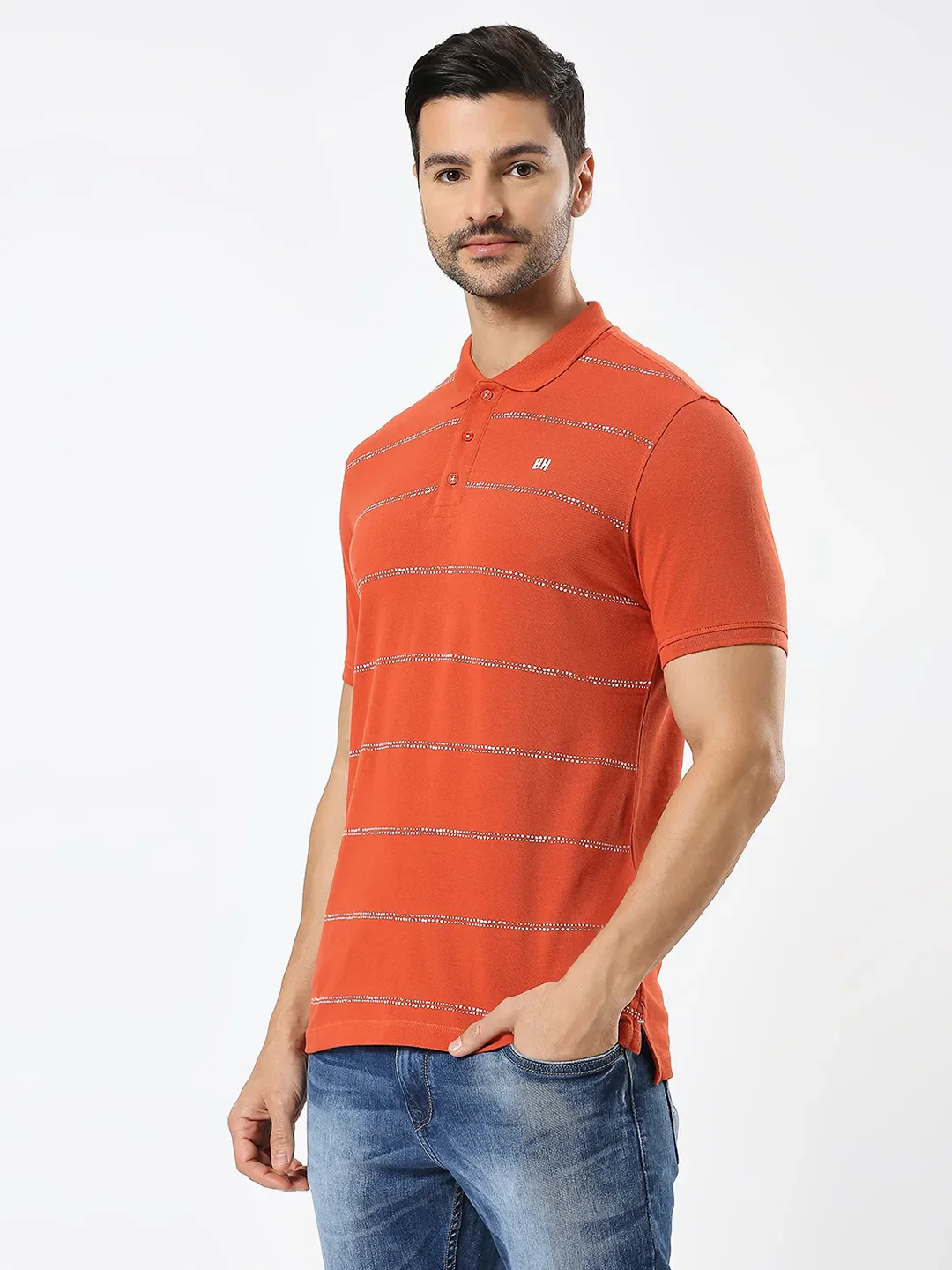 Rust Regular Fit Men's Polo T-Shirt by Being Human Clothing - Image 2