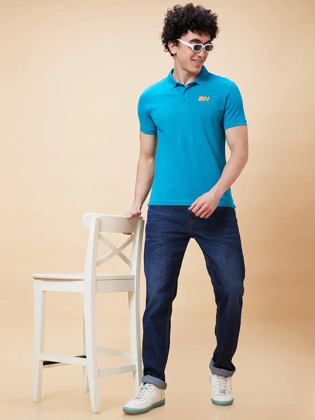 Blue Regular Fit Men's Polo T-Shirt by Being Human Clothing - Image 6