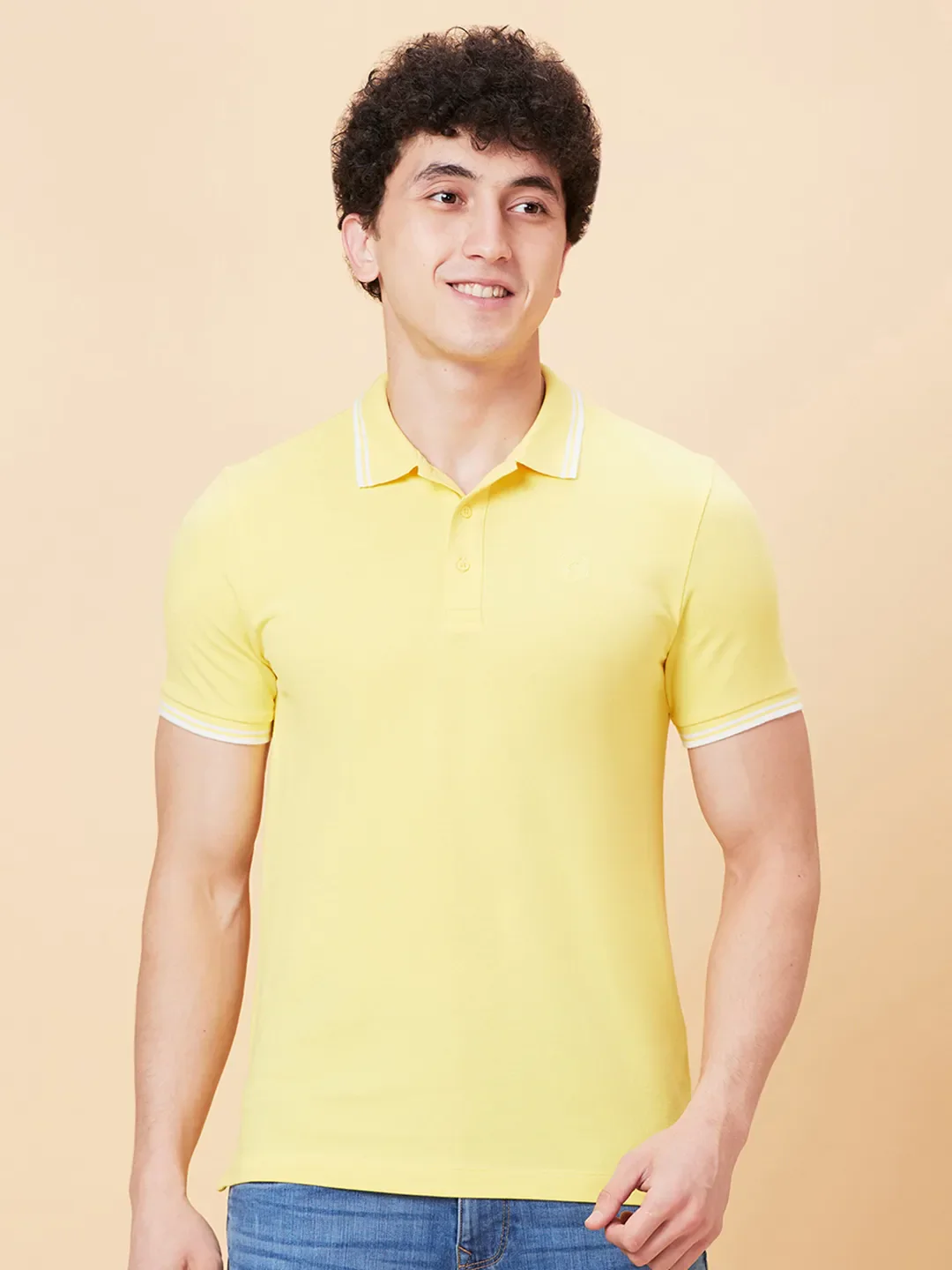 Yellow Regular Fit Men's Polo T-Shirt by Being Human Clothing
