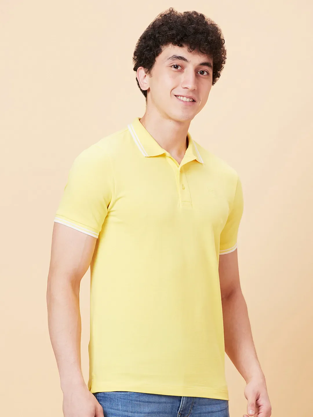 Yellow Regular Fit Men's Polo T-Shirt by Being Human Clothing - Image 4
