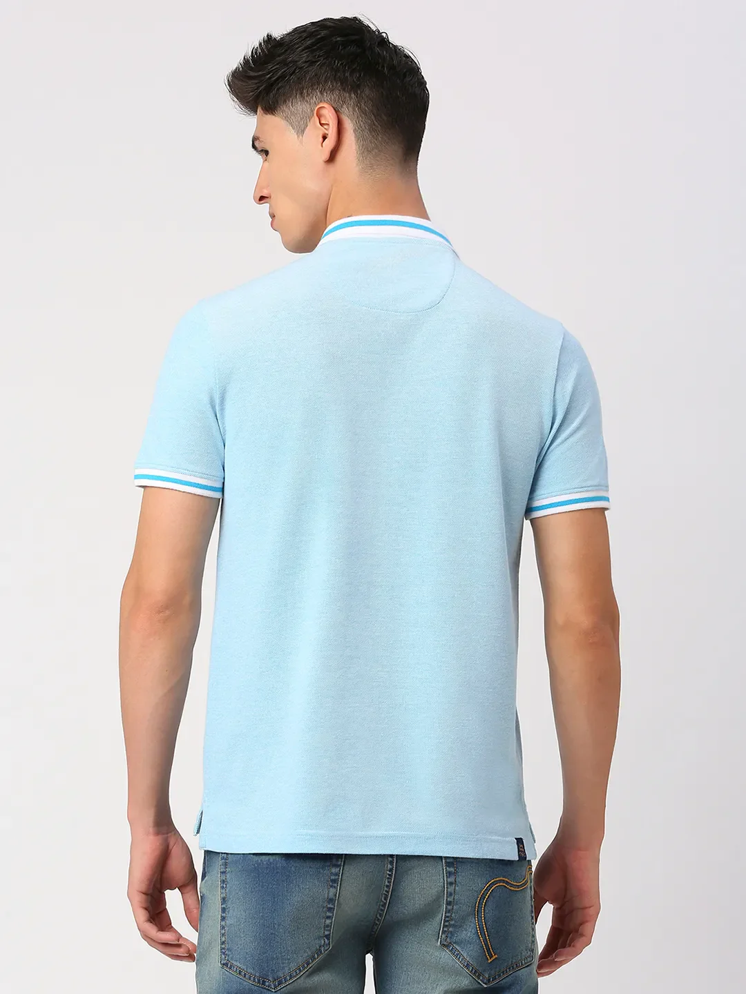 Blue Regular Fit Men's Polo T-Shirt by Being Human Clothing - Image 4