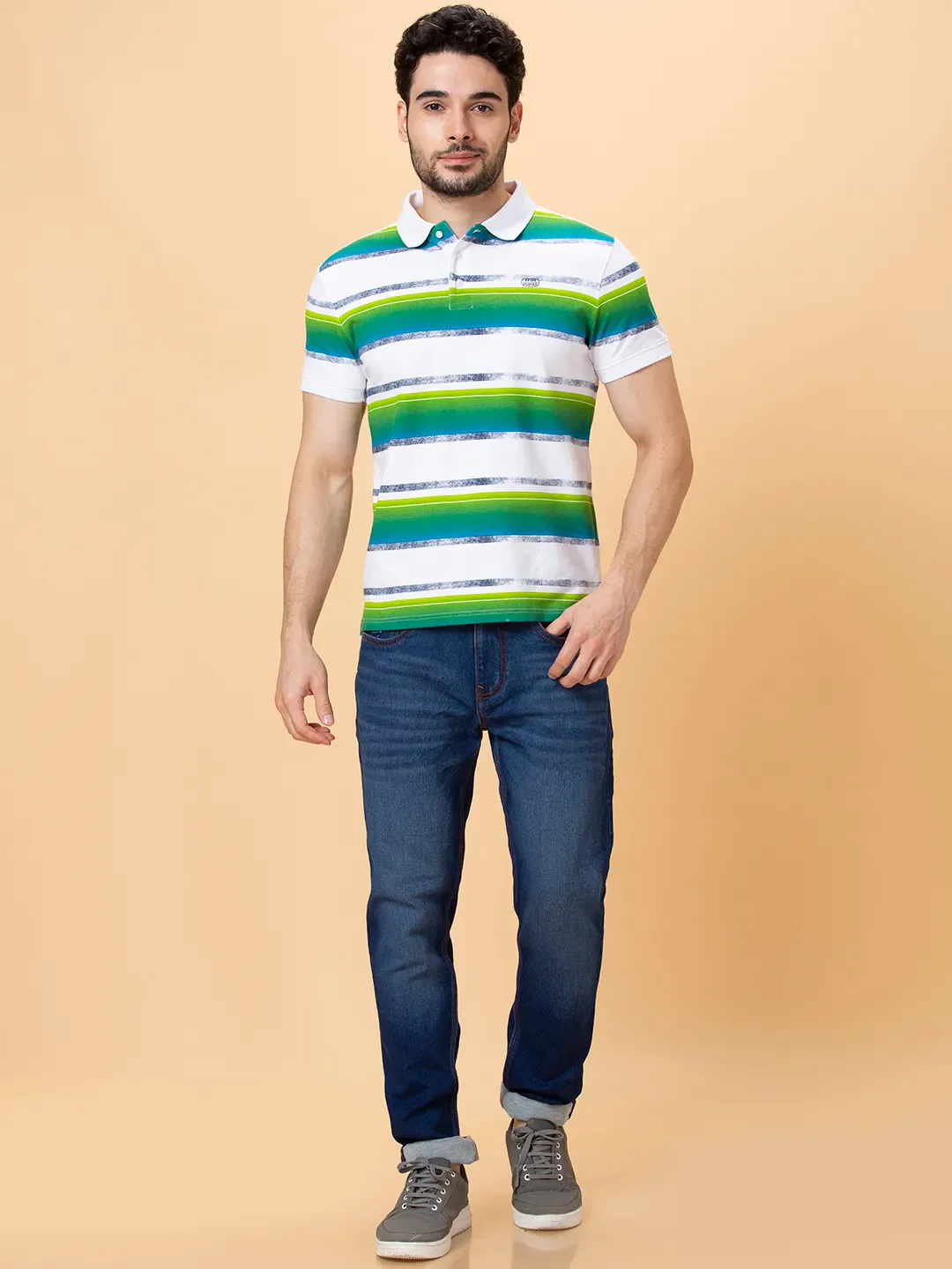 White Regular Fit Men's Polo T-shirt by Being Human Clothing - Image 2