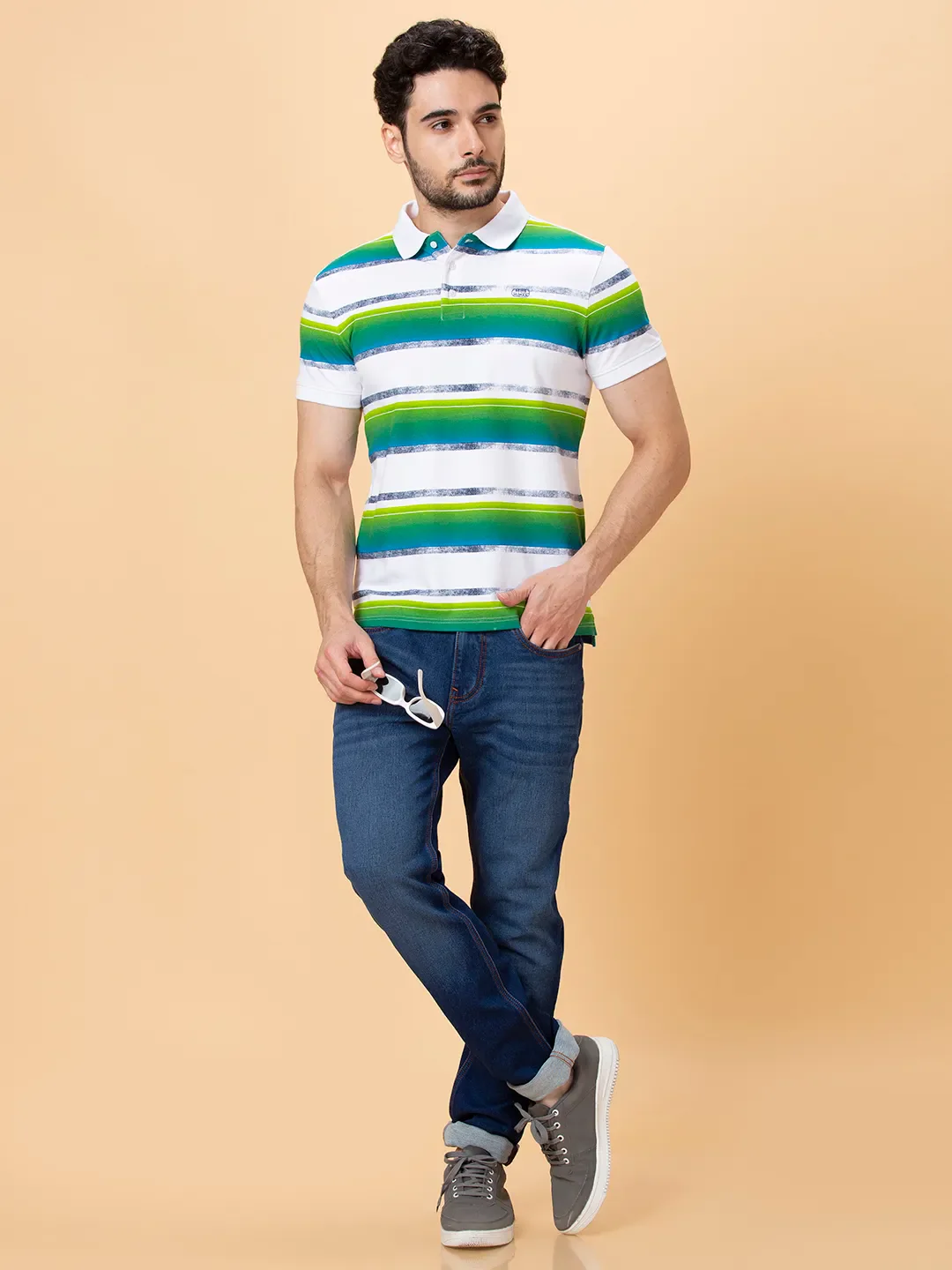 White Regular Fit Men's Polo T-shirt by Being Human Clothing - Image 6