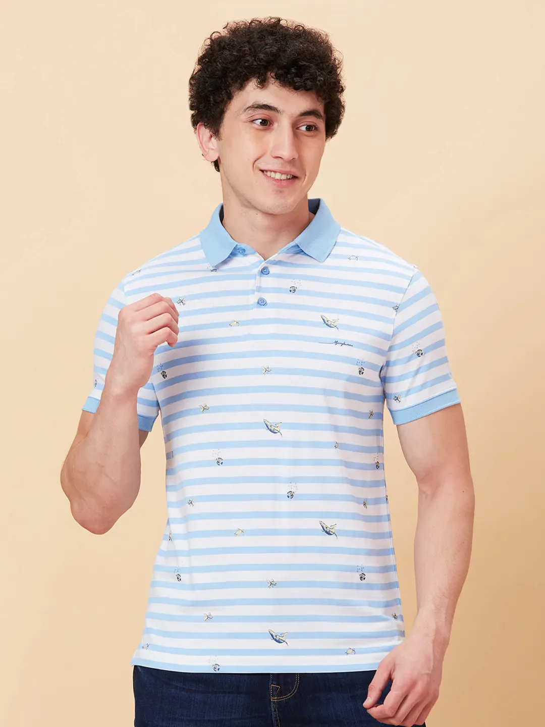 White Regular Fit Men's Polo T-Shirt by Being Human Clothing