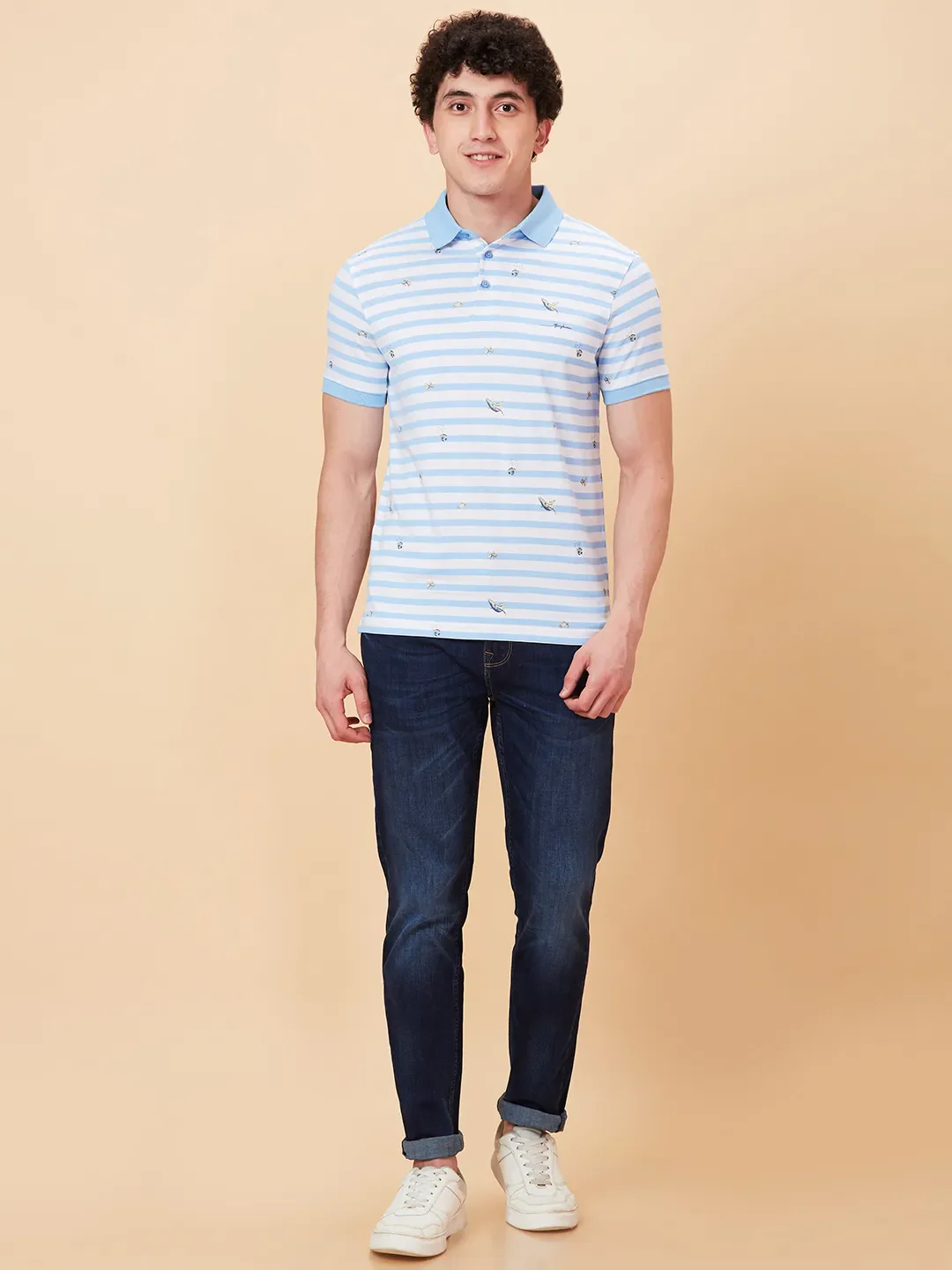 White Regular Fit Men's Polo T-Shirt by Being Human Clothing - Image 2