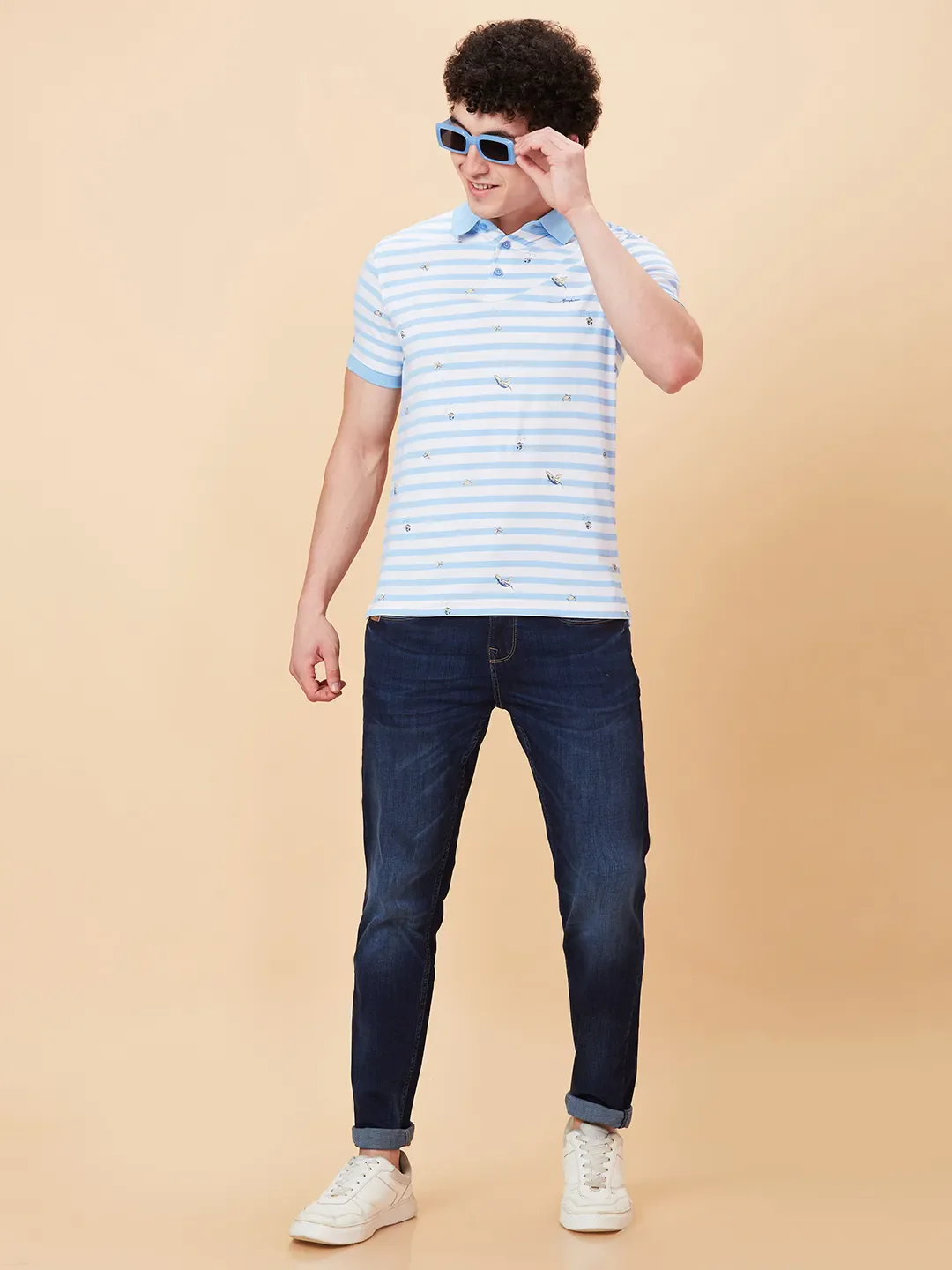 White Regular Fit Men's Polo T-Shirt by Being Human Clothing - Image 6