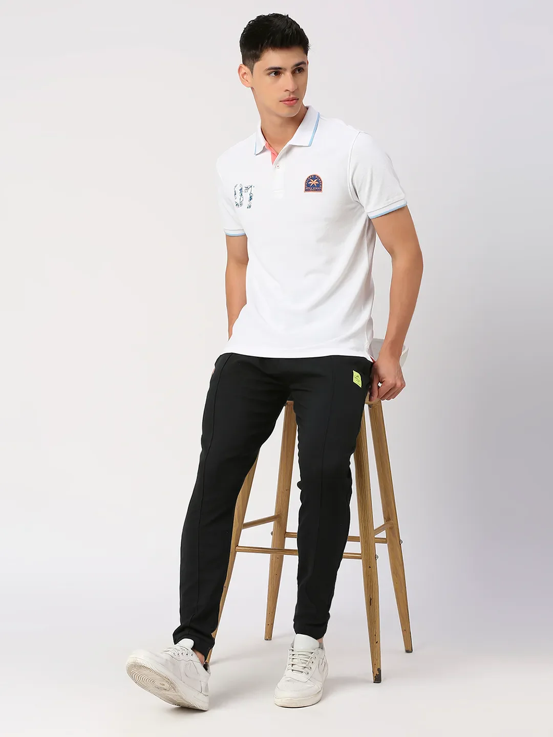 White Regular Fit Men's Polo T-Shirt by Being Human Clothing - Image 6