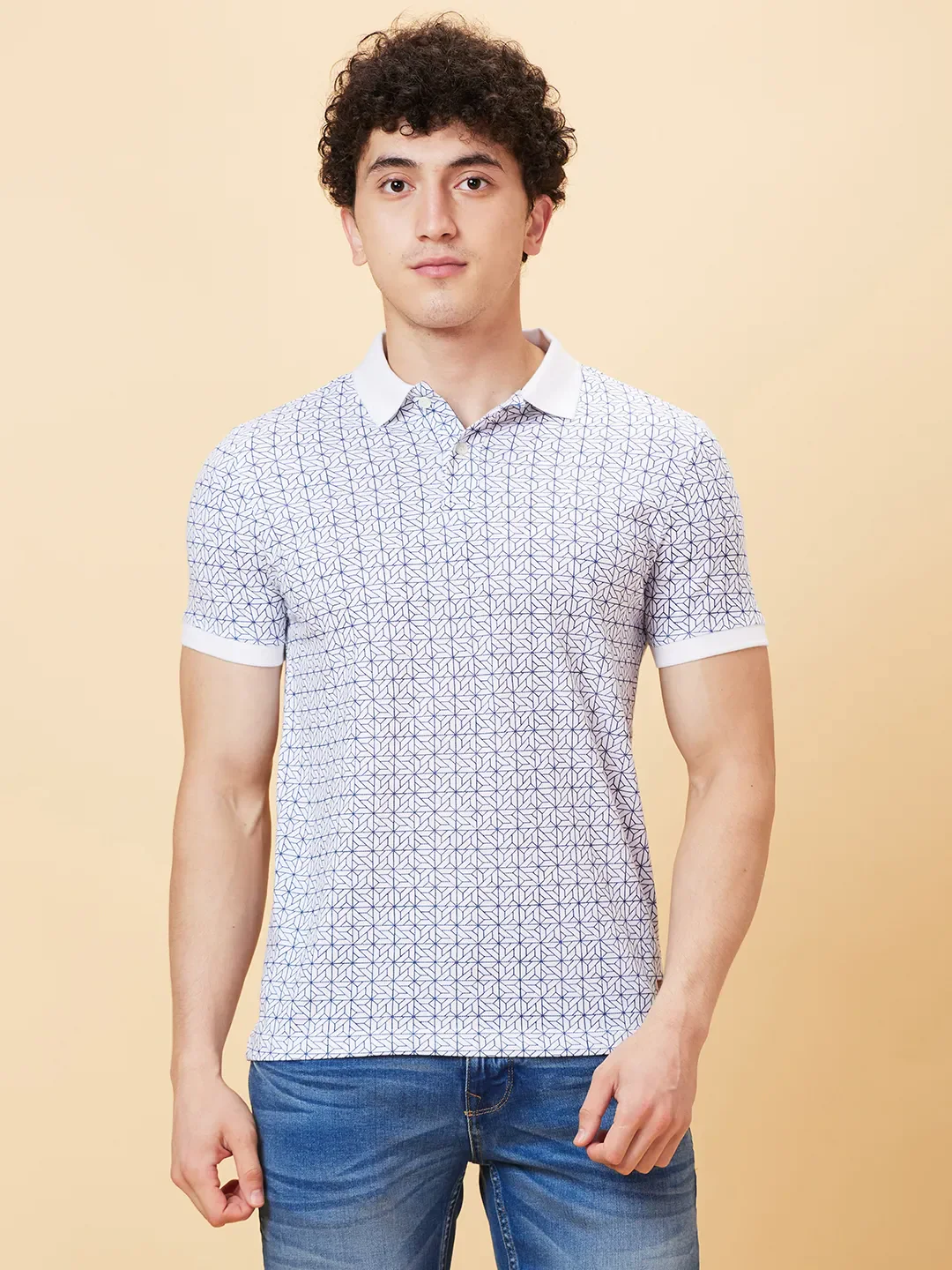 White Regular Fit Men's Polo T-shirt by Being Human Clothing