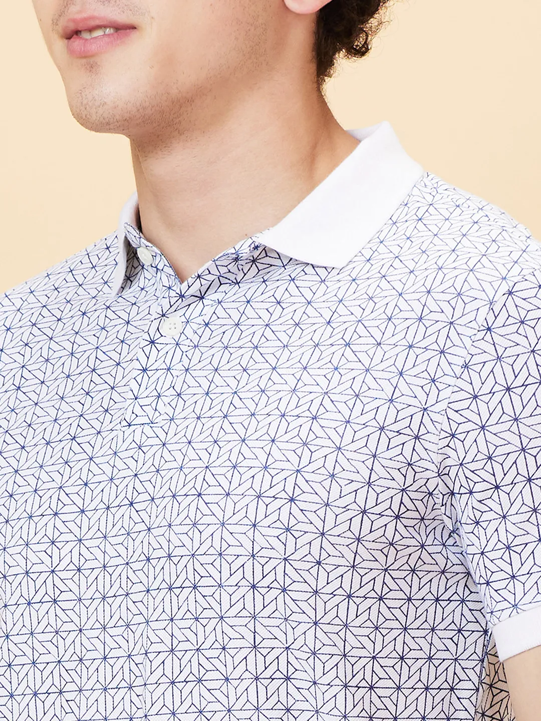 White Regular Fit Men's Polo T-shirt by Being Human Clothing - Image 5