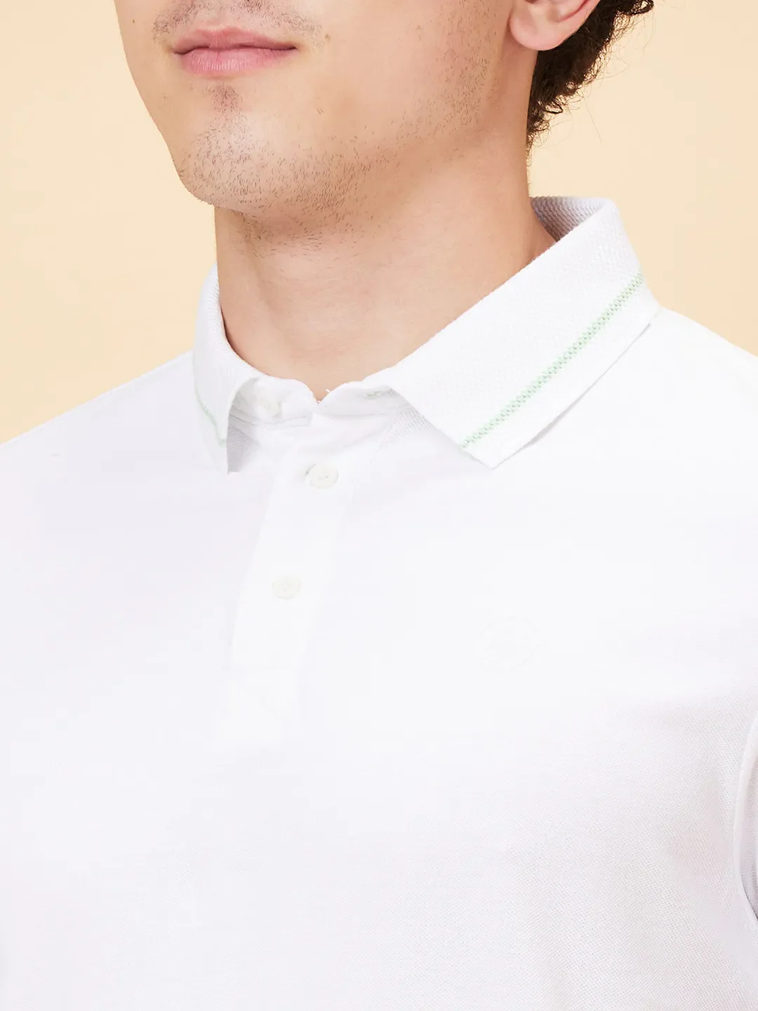 White Regular Fit Men's Polo T-Shirt by Being Human Clothing - Image 5