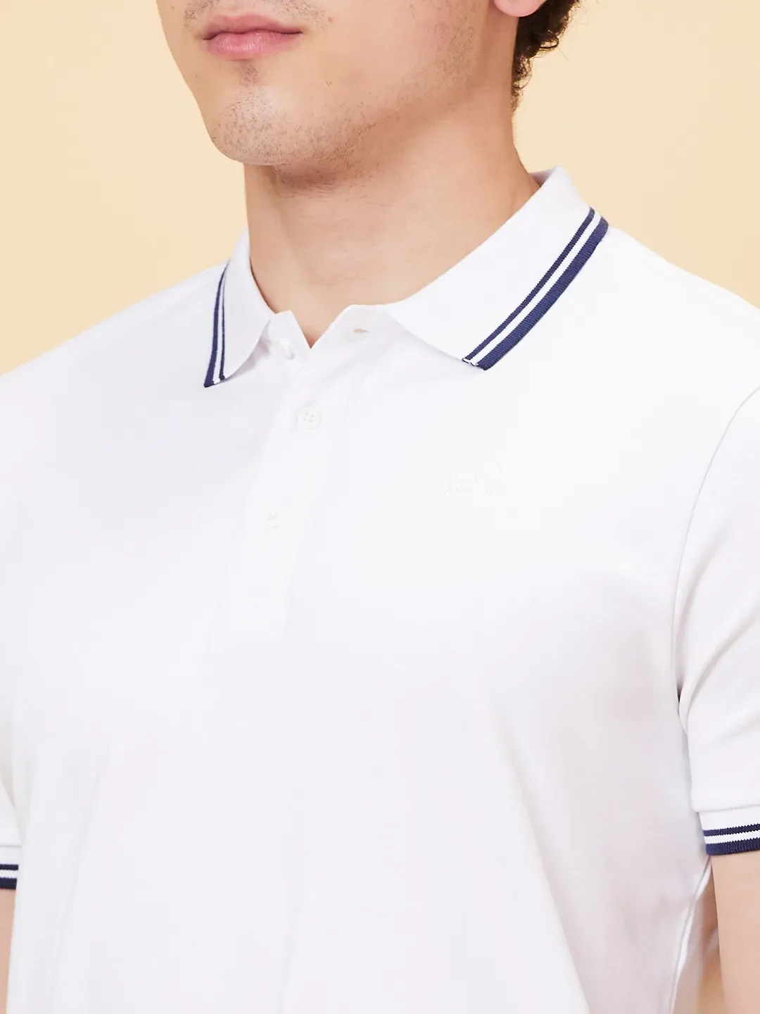 White Regular Fit Men's Polo T-Shirt by Being Human Clothing - Image 5