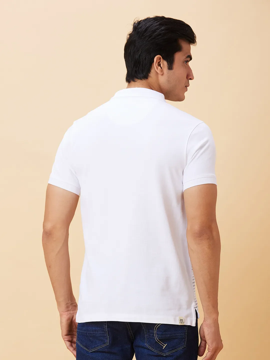 White Regular Fit Men's Polo T-Shirt by Being Human Clothing - Image 2