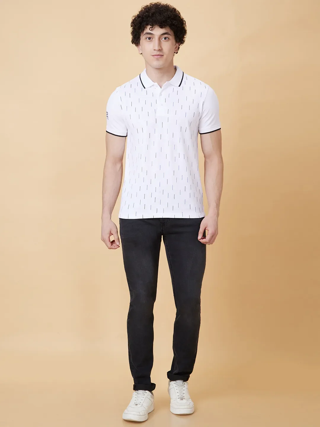 White Regular Fit Men's Polo T-Shirt by Being Human Clothing