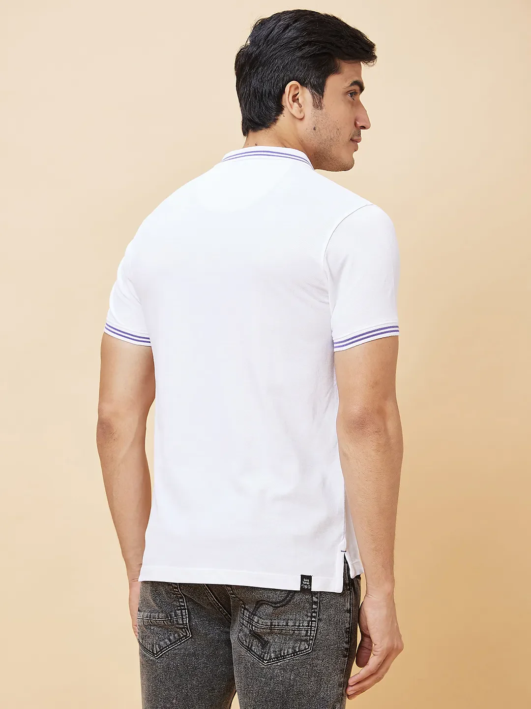 White Regular Fit Men's Polo T-Shirt by Being Human Clothing - Image 3