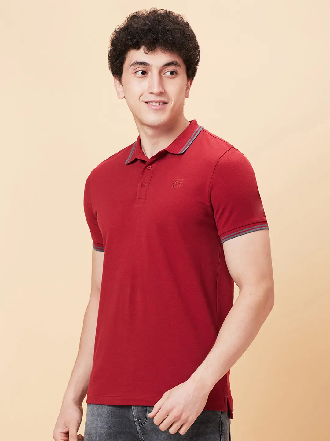 Wine Regular Fit Men's Polo T-shirt by Being Human Clothing - Image 4