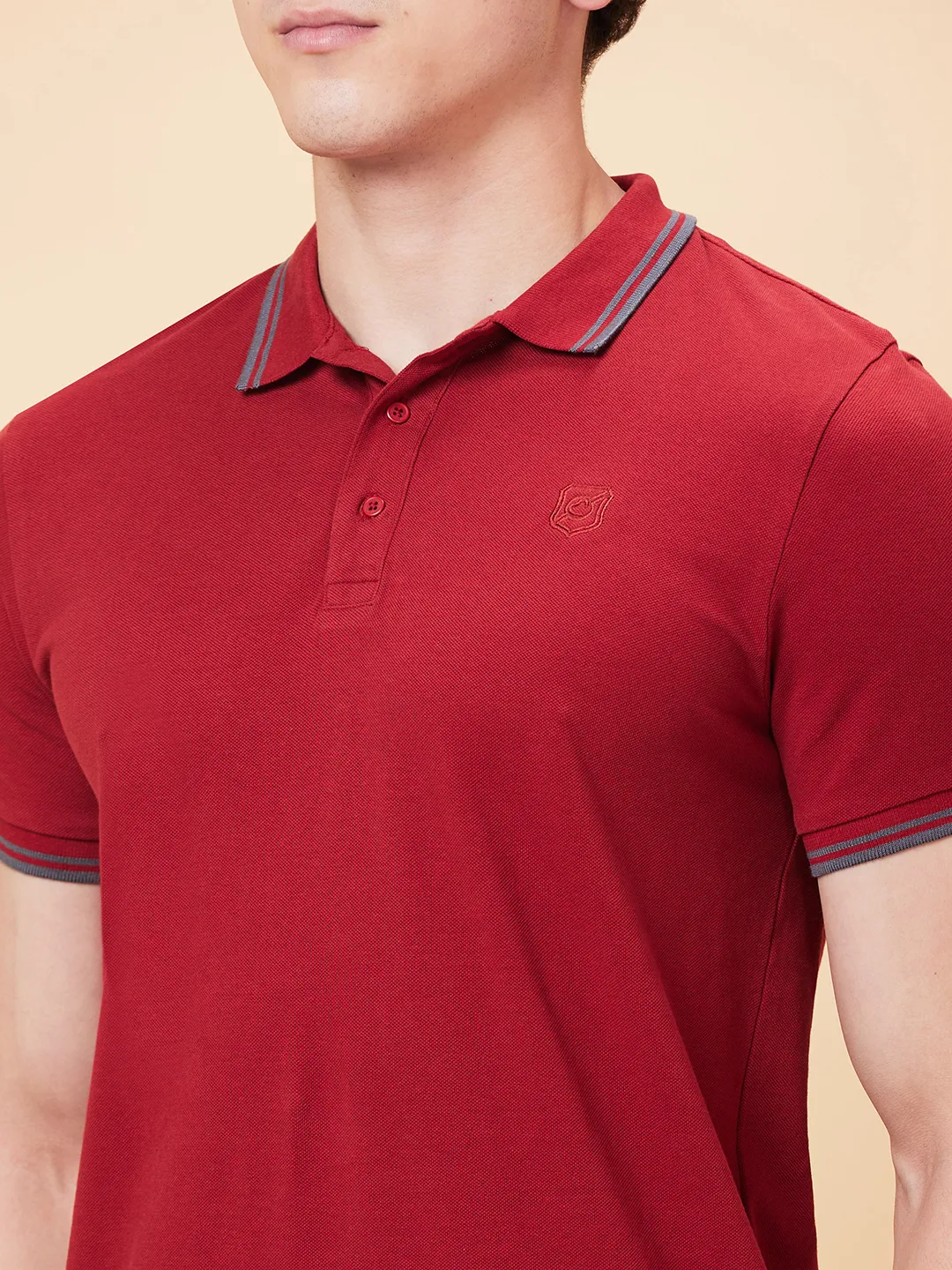Wine Regular Fit Men's Polo T-shirt by Being Human Clothing - Image 5