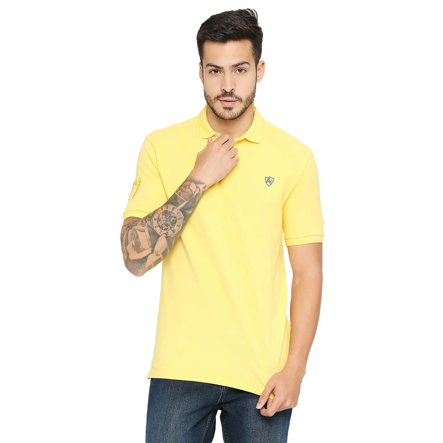 Yellow Regular Fit Men's Polo T-Shirt by Being Human Clothing