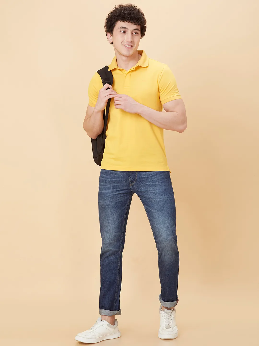 Yellow Regular Fit Men's Polo T-Shirt by Being Human Clothing - Image 6