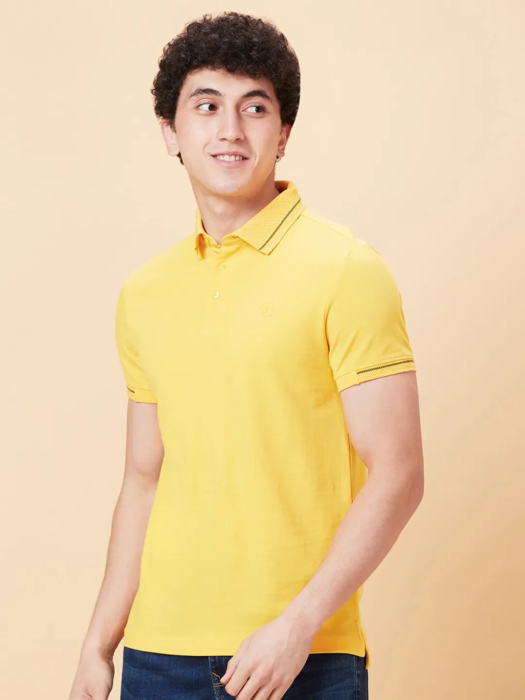 Yellow Regular Fit Men's Polo T-shirt by Being Human Clothing - Image 4