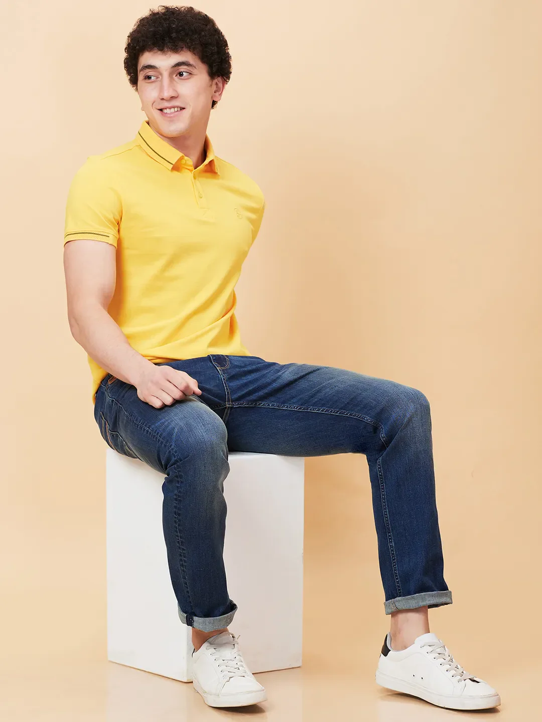 Yellow Regular Fit Men's Polo T-shirt by Being Human Clothing - Image 6