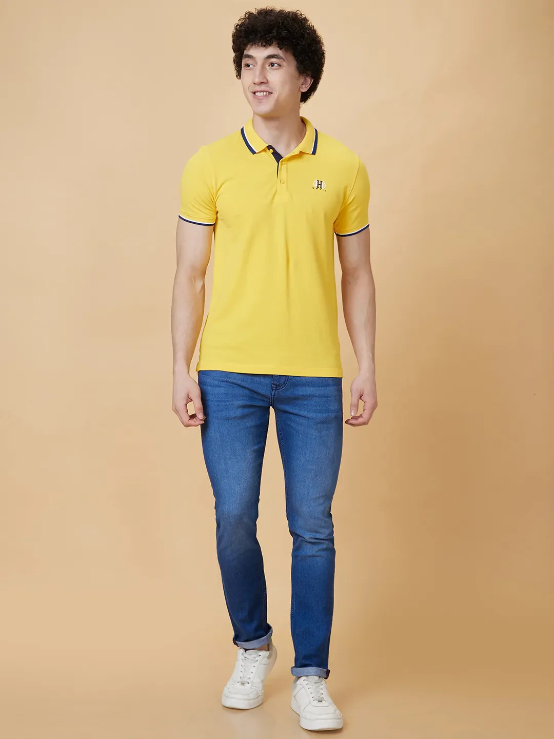 Yellow Regular Fit Men's Polo T-Shirt by Being Human Clothing