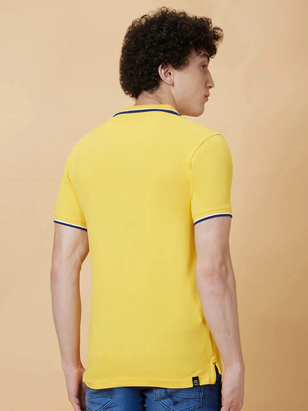 Yellow Regular Fit Men's Polo T-Shirt by Being Human Clothing - Image 2