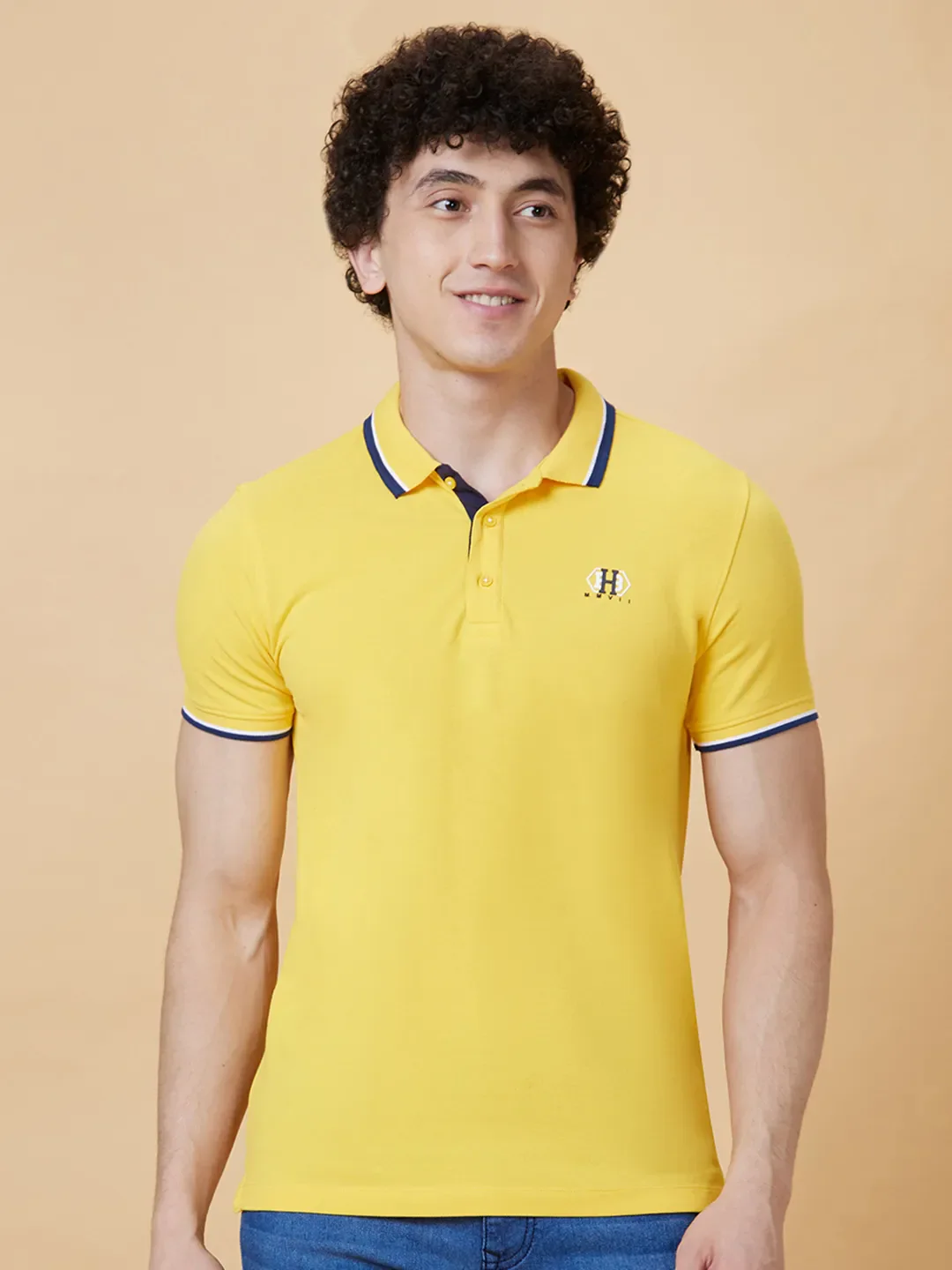 Yellow Regular Fit Men's Polo T-Shirt by Being Human Clothing - Image 6