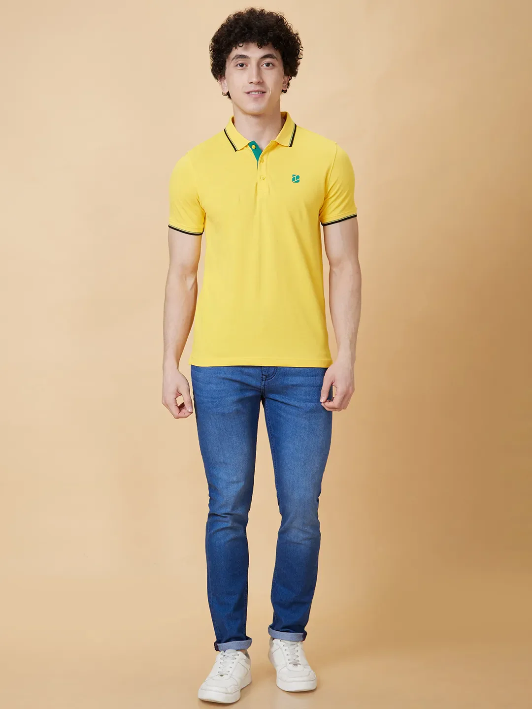 Yellow Regular Fit Men's Polo T-Shirt by Being Human Clothing