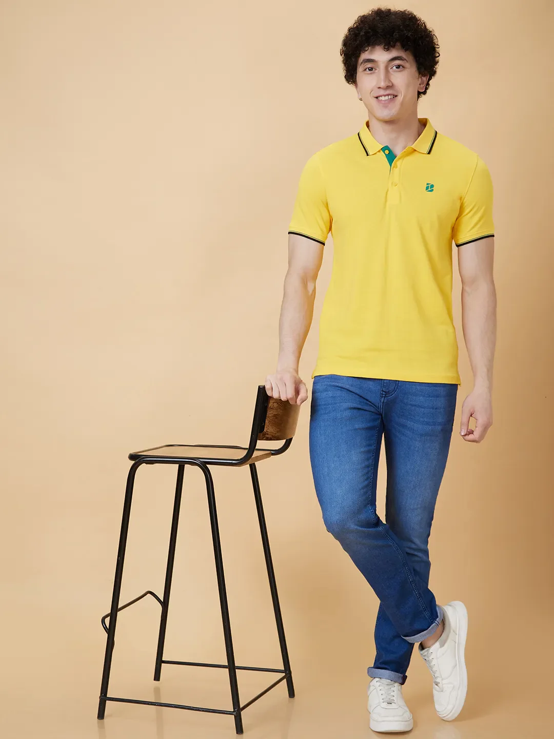 Yellow Regular Fit Men's Polo T-Shirt by Being Human Clothing - Image 5