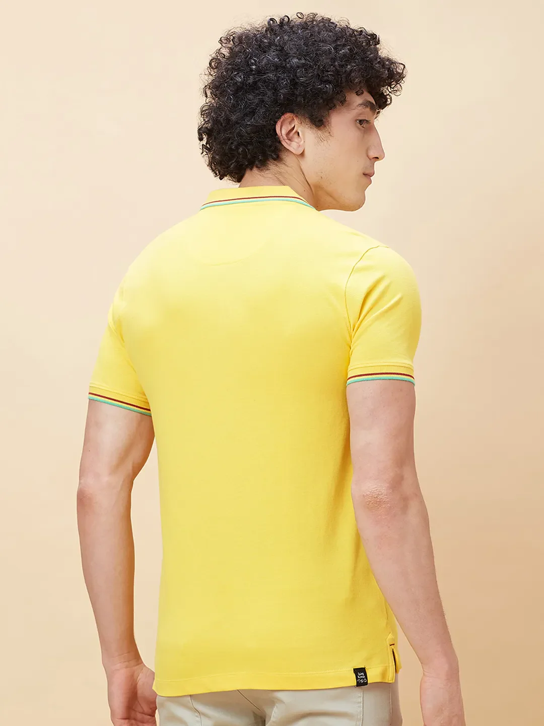 Yellow Regular Fit Men's Polo T-Shirt by Being Human Clothing - Image 3