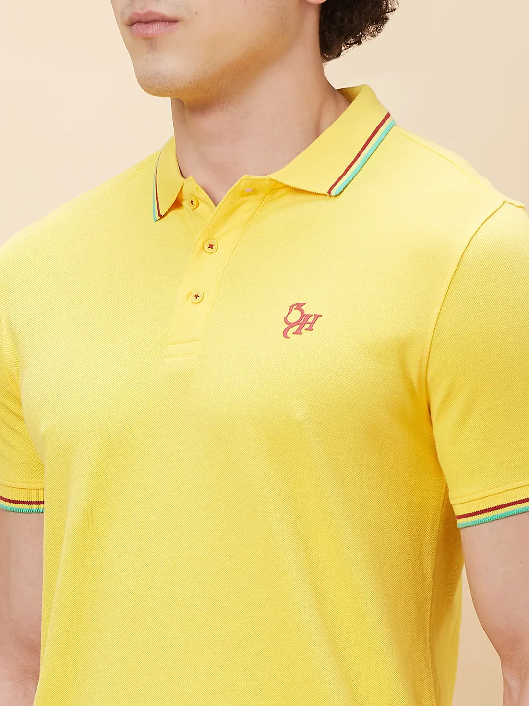 Yellow Regular Fit Men's Polo T-Shirt by Being Human Clothing - Image 5
