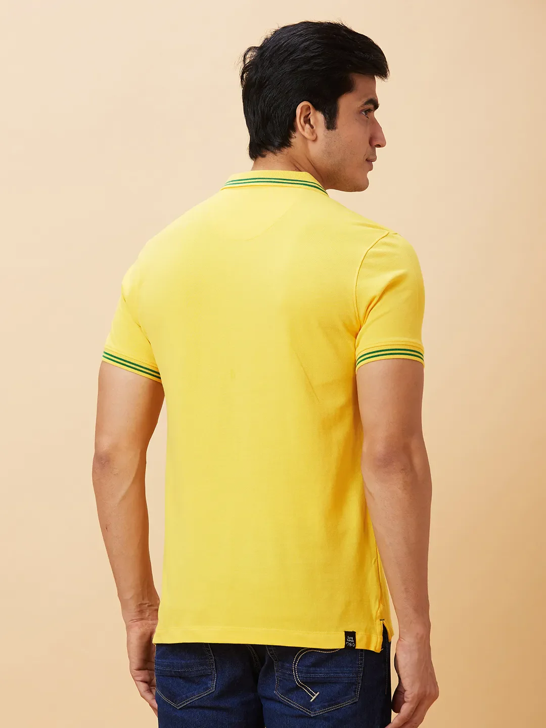 Yellow Regular Fit Men's Polo T-Shirt by Being Human Clothing - Image 2