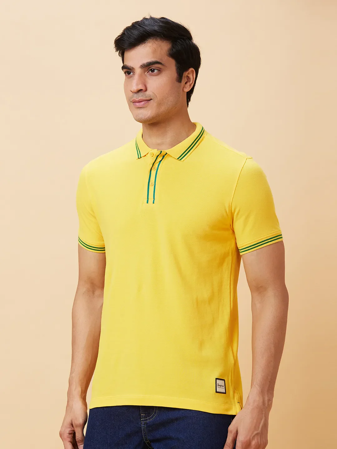 Yellow Regular Fit Men's Polo T-Shirt by Being Human Clothing - Image 3