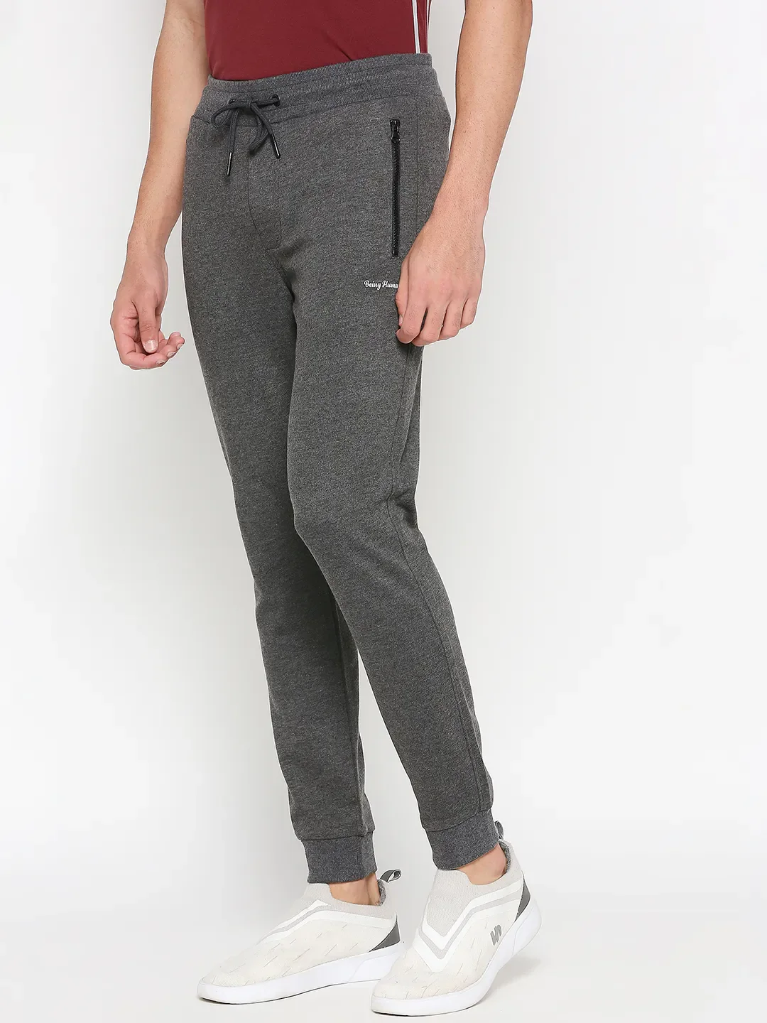 Grey Regular Fit Track Pants For Men By Being Human Clothing - Image 2