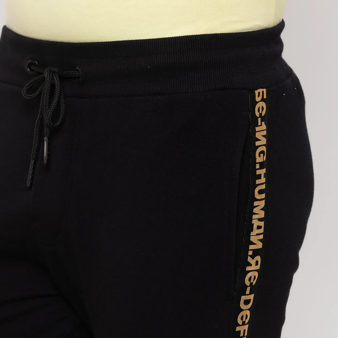 Black Regular Fit Men's Track Pants by Being Human Clothing - Image 5