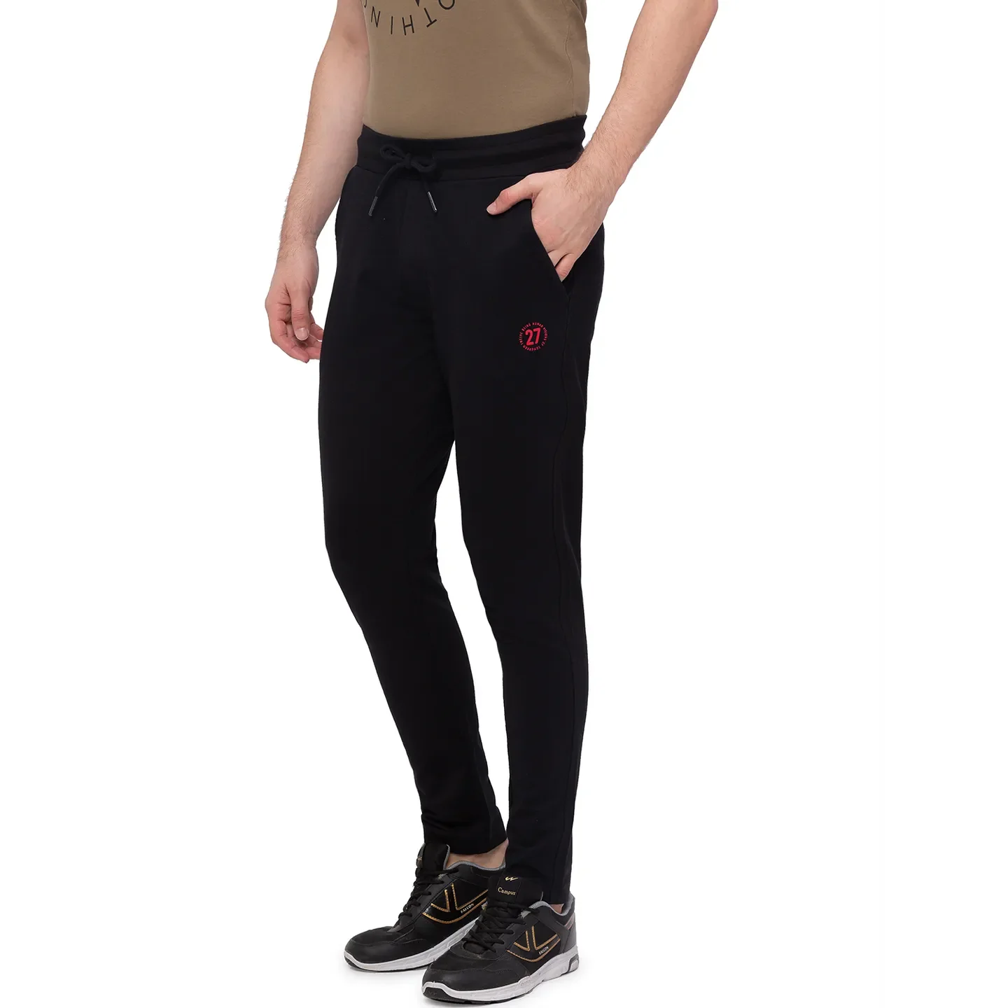 Black Regular Fit Men's Track Pants by Being Human Clothing - Image 3