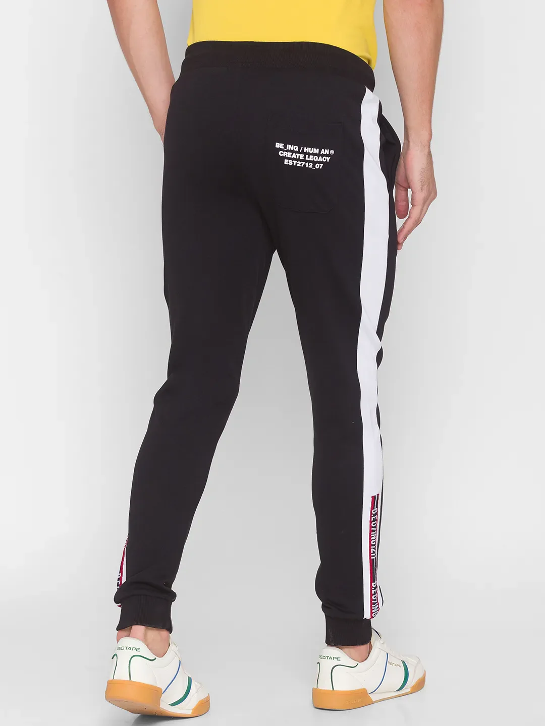 Black Regular Fit Men's Track Pants by Being Human Clothing - Image 3
