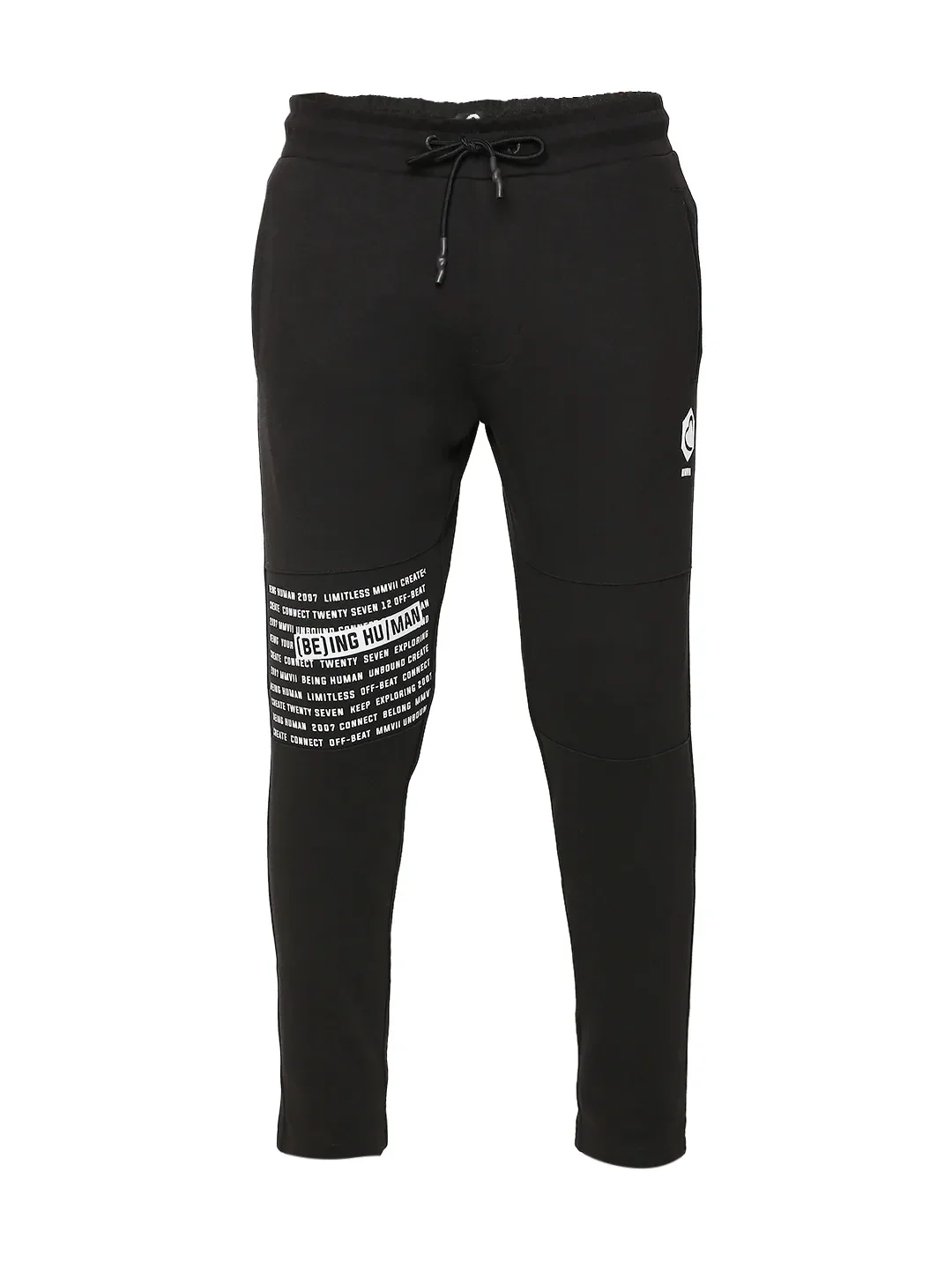 Black Regular Fit Men's Track Pants by Being Human Clothing - Image 7