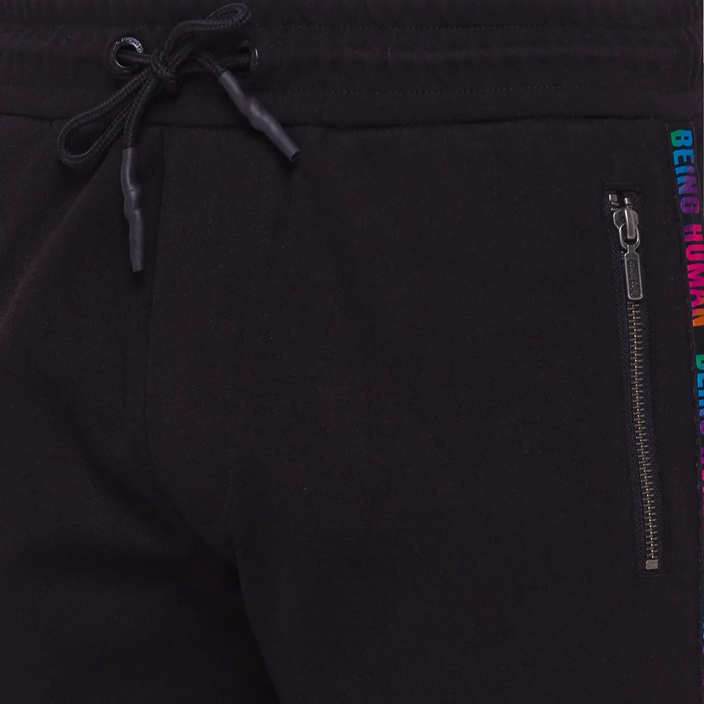 Black Regular Fit Track Pants For Men By Being Human Clothing - Image 4