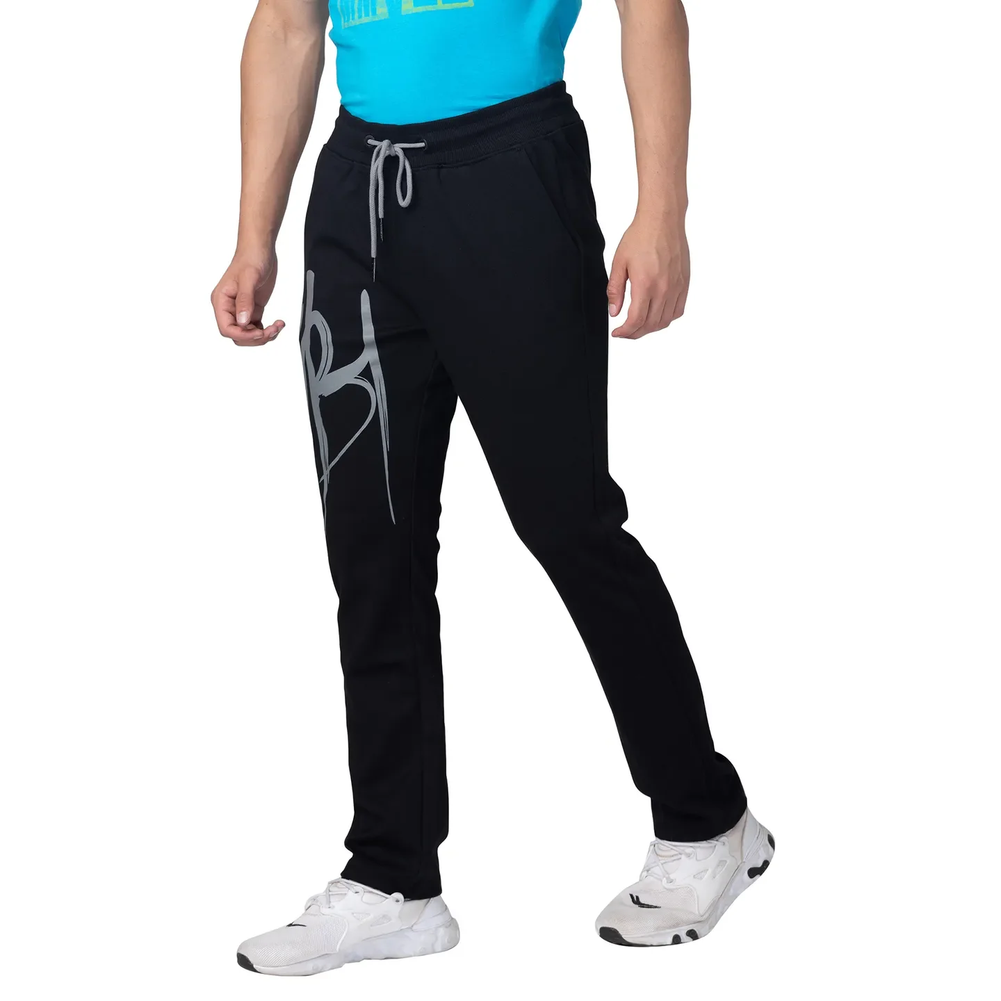 Black Regular Fit Men's Track Pants by Being Human Clothing - Image 4